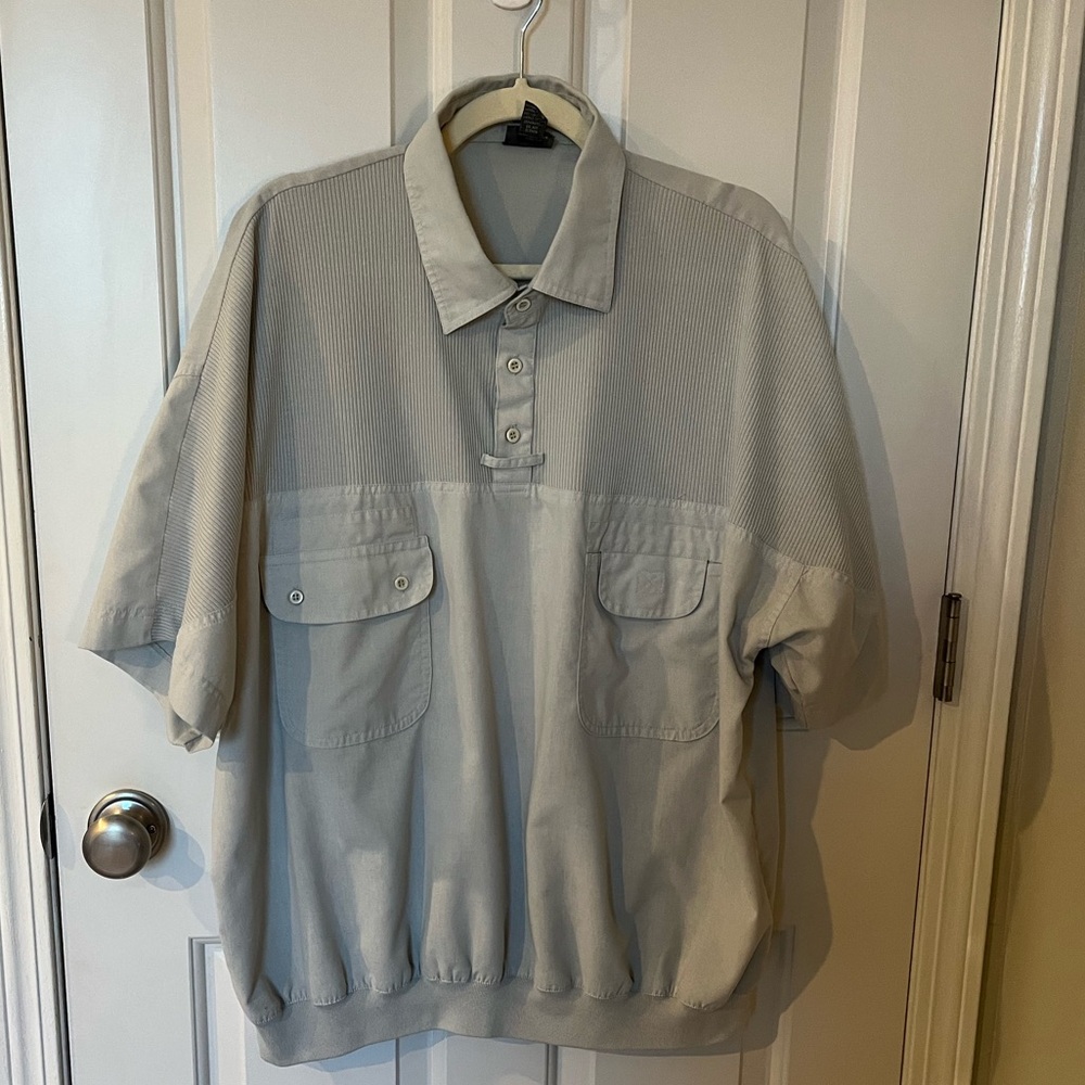 Vintage Sir William Short Sleeved Shirt, Front Pockets, Elastic Ribbed Hem, 1X